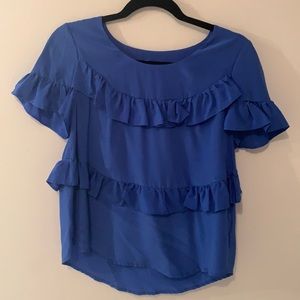Anthropologie cobalt blue ruffle top. Size XS.